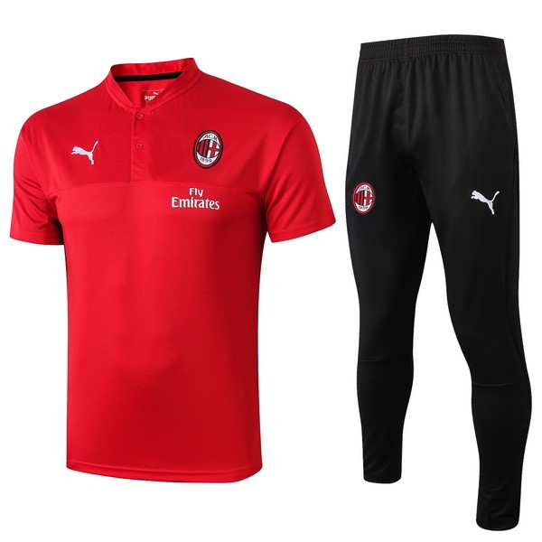 Polo Conjunto Completo AC Milan 2019/20 Rojo Negro